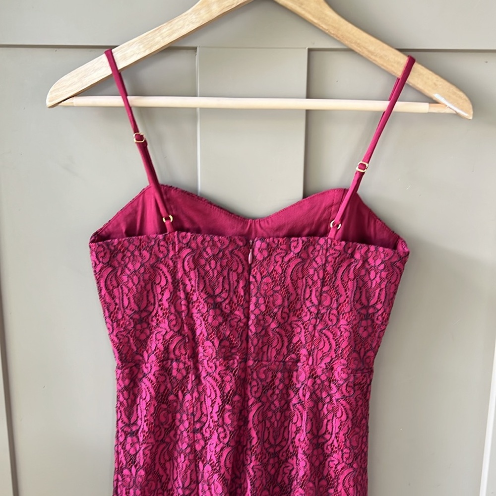 4SI3NNA Sz S Gypsy Rose Wine Red Lace Midi Dress - Picture 6 of 12
